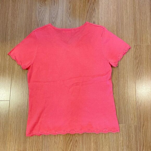 NWT Pink Floral Knit Cottagecore Tee Blouse - Picture 9 of 12